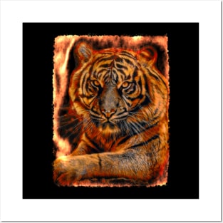 Fire tiger color power Posters and Art